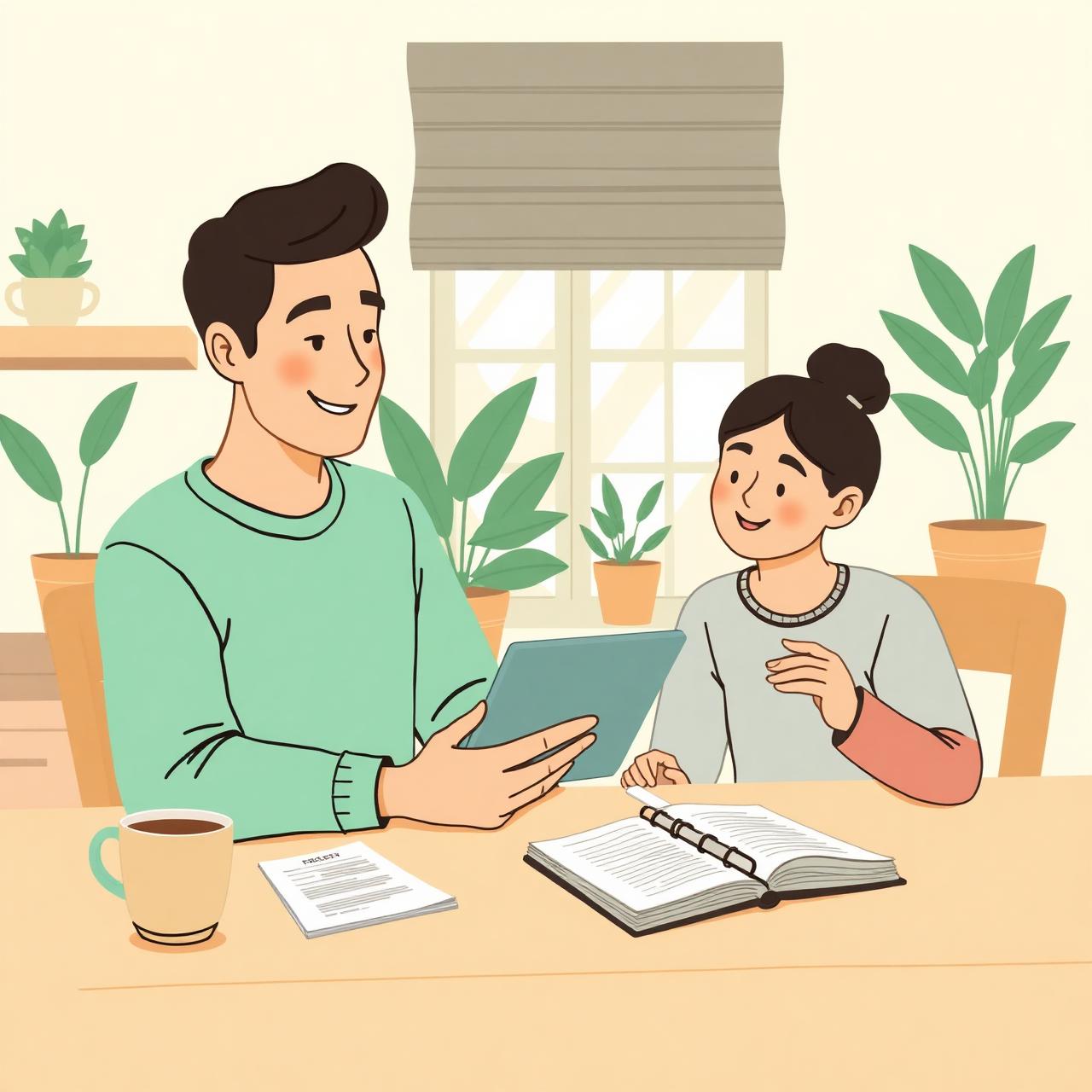 Familia revisando juntos las finanzas del hogar en una tablet